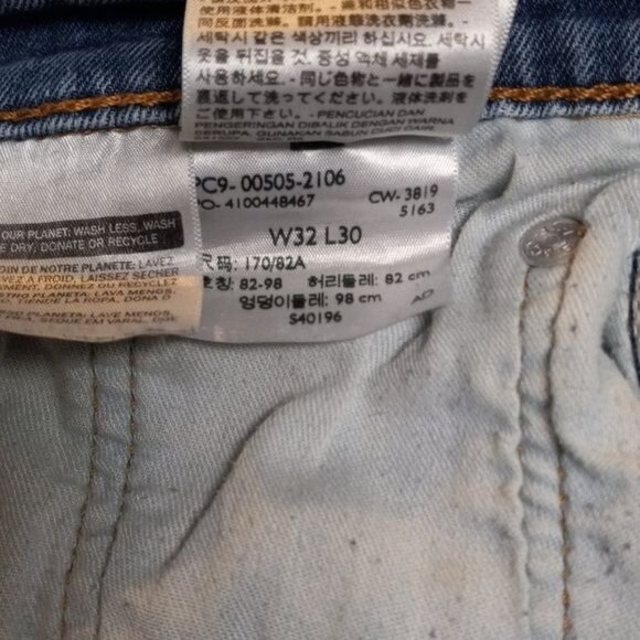 Levis 505 Original Fit W32 L30 Mens Jeans Distressed Blue Denim - Picture 6 of 15
